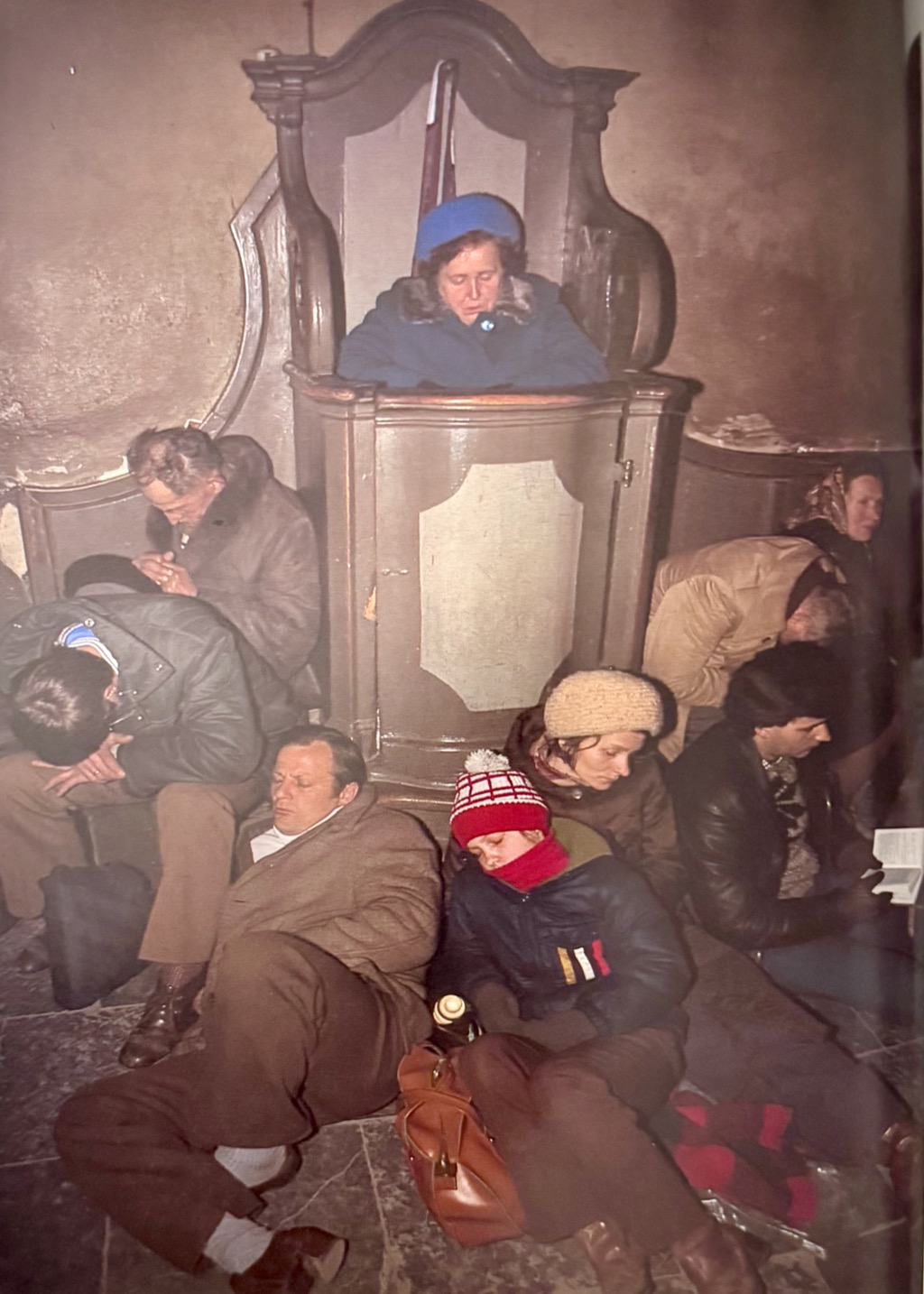 Pilgrims spending the night in the church in Kalwaria Zebrzydowska