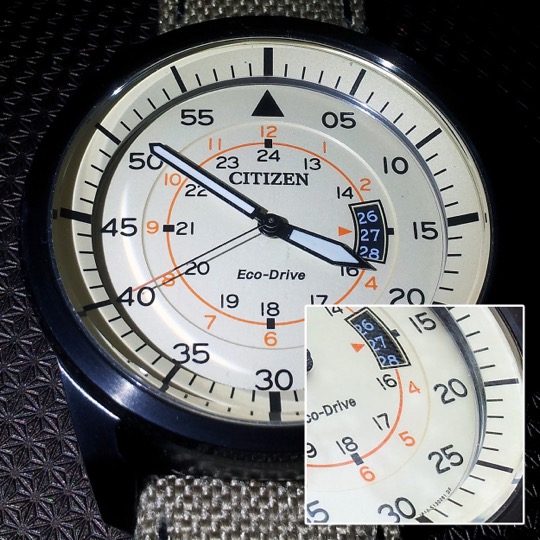 Citizen Eco-Drive dial with a visible solar ring